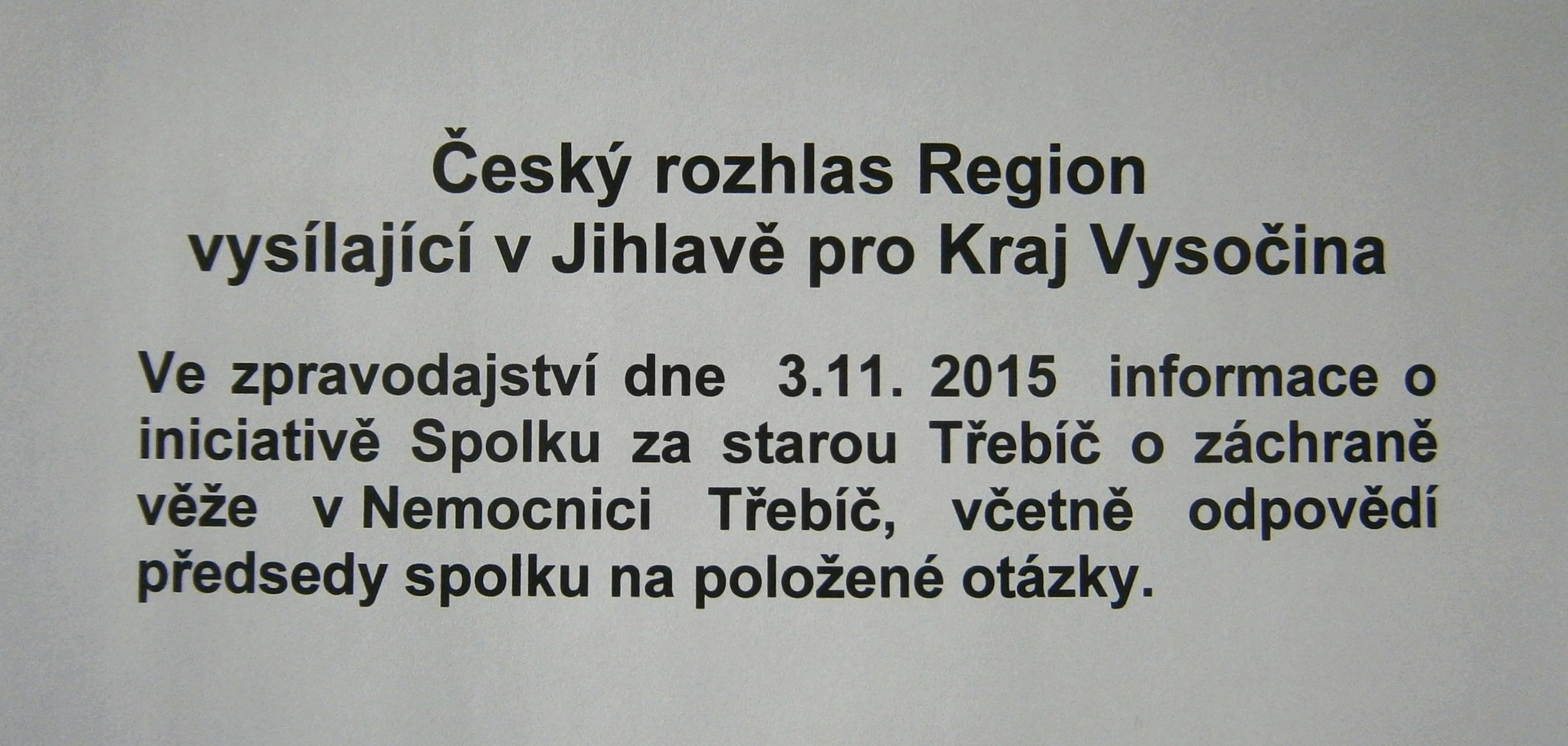Český rozhlas Region 3.11. 2015